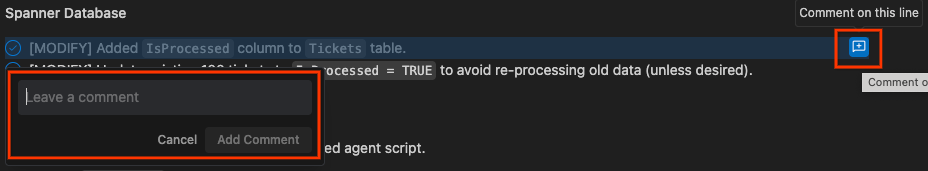 Inline commenting on implementation plan
