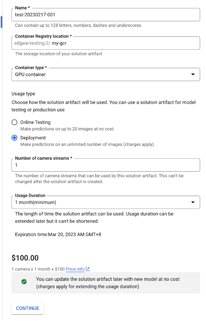 Solution artifact form